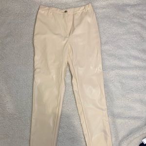 Cream Colored Leather Trousers
